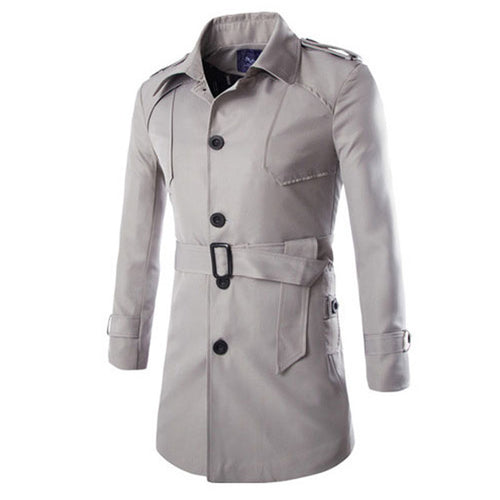 2015 Autumn Fashion Long Trench Coat Men Single Breasted Casual Outerwear Coat Men's Jackets Windbreaker Trench Coat 5 Colors