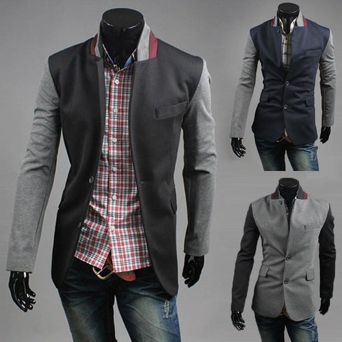 2015 New Arrival High Quality Fashion Men Suit Brand Blazer Men Casual Slim Clothing Suit Patchwork Top Selling 3 Color