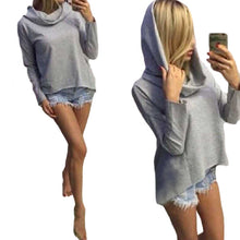 Women's Pure Color Hoodies High Quality long-sleeved Casual Irregular Design hooded hoody 4 Colors