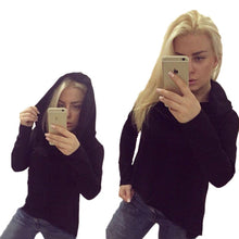 Women's Pure Color Hoodies High Quality long-sleeved Casual Irregular Design hooded hoody 4 Colors