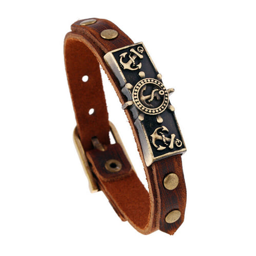 2016 Punk Style Retro Leather Bracelet Anchor Bracelet Wristband For Women Men Fashion Jewelry Wholesale&Retail