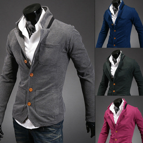 2015 new asymmetry spring autumn men's stand collar suit small color matching casual men blazer jacket