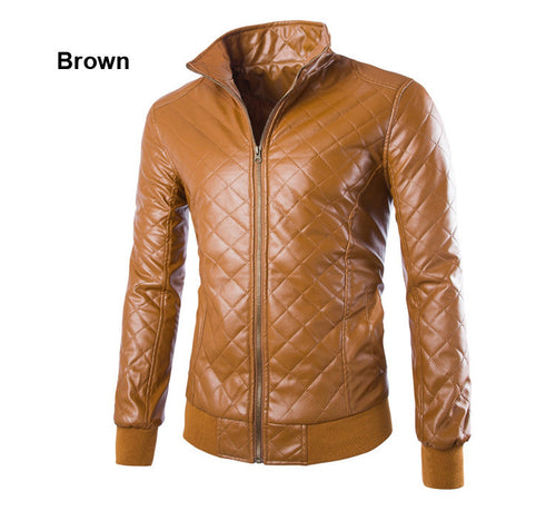 2015 New Fashion Slim Fit PU Leather Jacket Men Collar Solid Slim Men Leather Jacket Top Quality Motorcycle Men Outwear