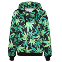 2016 Harajuku Hoodies Women Pullovers Print Weeds Green Leaves 3D Women Hooded Sweatshirt With Pockets