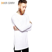 2016 New Fashion Cotton T shirts Men Long Sleeve Side Zipper Design Hip Hop Tops Tees Mens Long tshirt homme