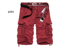 2016 summer knee-length men shorts multi-pocket cargo shorts fashion printed loose men short pants (no belt)