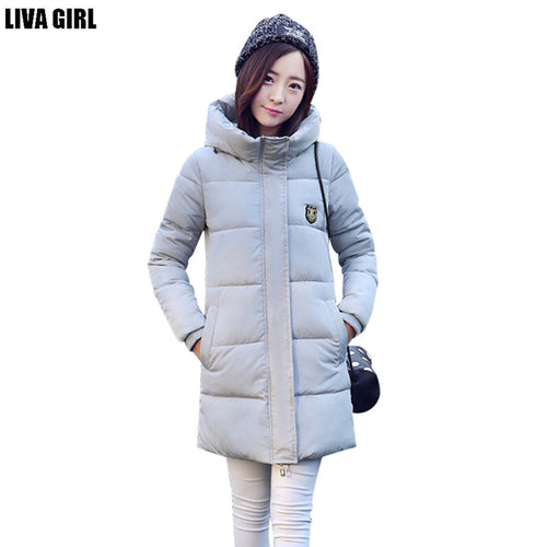 2016 winter down jacket women mid-long coat parkas thickening female warm clothes women hoody outwear Black/Gray color
