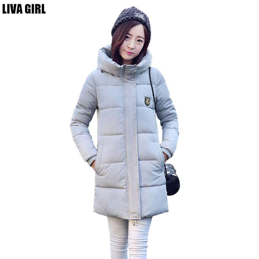 2016 winter down jacket women mid-long coat parkas thickening female warm clothes women hoody outwear Black/Gray color