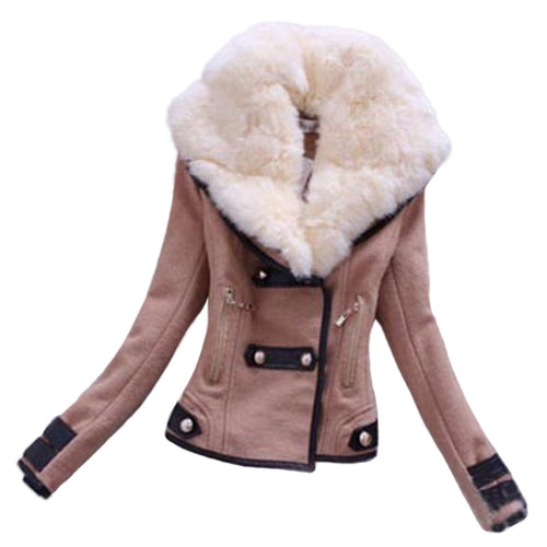 2016 Winter Jacket Women High Quality Short Coat Jackets With Fur Collar Full Sleeve Slim Female Outwear