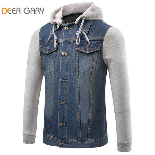 2016 New Spring/Autumn Jeans Jacket Men Denim Hooded Jacket Jeans Sweatshirt Leisure Men Cowboy Jacket Size M-5XL