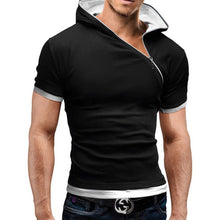 2016 new summer t shirt men inclined zipper design hooded man t-shirt Fitness tshirt homme men clothing 6 colors