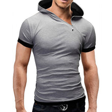 2016 new summer t shirt men inclined zipper design hooded man t-shirt Fitness tshirt homme men clothing 6 colors