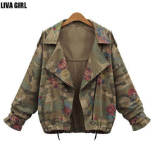 2016 Spring Autumn Camouflage Jacket Women Plus Size Short Outerwear Batwing Sleeved Zipper Women Basic Coats chaquetas mujer