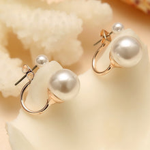 2016 Fashionable Double Pearl Earrings Double Sided Wear Pearl  Earrings Gift Wholesale