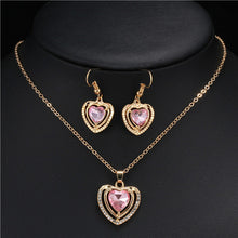 3 Kinds of Design Jewelry Set Austrian Crystal Love Heart Pendant Necklace Earrings for Women Wedding Gift