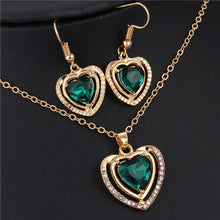 3 Kinds of Design Jewelry Set Austrian Crystal Love Heart Pendant Necklace Earrings for Women Wedding Gift