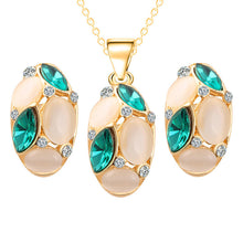 Classic Ruili Crystal Necklace Earrings  Oval Shape Design New Fashion Jewelry Sets for Wedding Gift Wholesale
