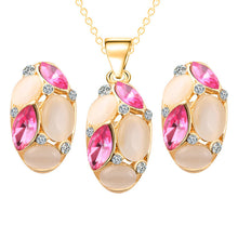 Classic Ruili Crystal Necklace Earrings  Oval Shape Design New Fashion Jewelry Sets for Wedding Gift Wholesale