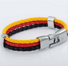 World Cup National Flags Sports 3 Strands Rope Braided Surfer Leather Bracelets Women/Men Bracelets (8inch Long)