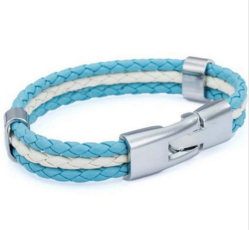 World Cup National Flags Sports 3 Strands Rope Braided Surfer Leather Bracelets Women/Men Bracelets (8inch Long)