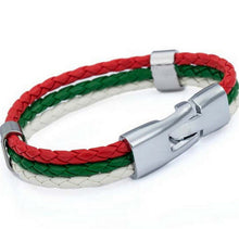 World Cup National Flags Sports 3 Strands Rope Braided Surfer Leather Bracelets Women/Men Bracelets (8inch Long)