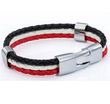 World Cup National Flags Sports 3 Strands Rope Braided Surfer Leather Bracelets Women/Men Bracelets (8inch Long)