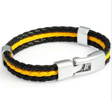 World Cup National Flags Sports 3 Strands Rope Braided Surfer Leather Bracelets Women/Men Bracelets (8inch Long)