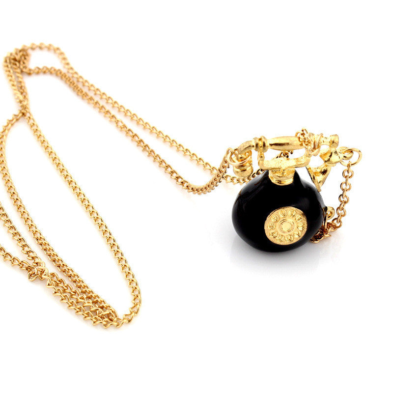European and American Fashion Jewelry Retro Phone Pendant Necklace High Quality Long Style Sweater Chain