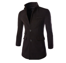Winter Spring High Quality Fashion Woolen Men Coat Turn-down Collar Single-Button Solid Color Men's Coats