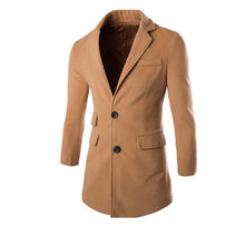 Winter Spring High Quality Fashion Woolen Men Coat Turn-down Collar Single-Button Solid Color Men's Coats