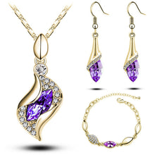 Elegant Luxury Design New Fashion 18k Rose Gold Plated Colorful Austrian Crystal Drop Jewelry Sets Women Gift