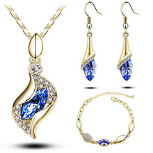 Elegant Luxury Design New Fashion 18k Rose Gold Plated Colorful Austrian Crystal Drop Jewelry Sets Women Gift