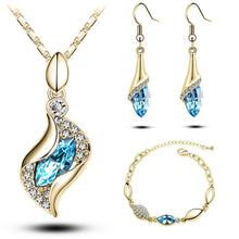 Elegant Luxury Design New Fashion 18k Rose Gold Plated Colorful Austrian Crystal Drop Jewelry Sets Women Gift