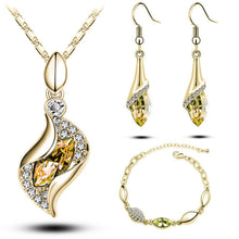 Elegant Luxury Design New Fashion 18k Rose Gold Plated Colorful Austrian Crystal Drop Jewelry Sets Women Gift