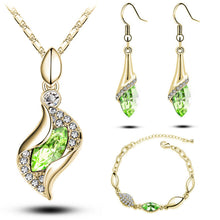 Elegant Luxury Design New Fashion 18k Rose Gold Plated Colorful Austrian Crystal Drop Jewelry Sets Women Gift