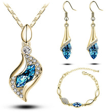 Elegant Luxury Design New Fashion 18k Rose Gold Plated Colorful Austrian Crystal Drop Jewelry Sets Women Gift