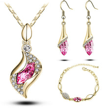 Elegant Luxury Design New Fashion 18k Rose Gold Plated Colorful Austrian Crystal Drop Jewelry Sets Women Gift