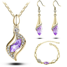 Elegant Luxury Design New Fashion 18k Rose Gold Plated Colorful Austrian Crystal Drop Jewelry Sets Women Gift