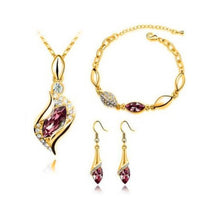 Elegant Luxury Design New Fashion 18k Rose Gold Plated Colorful Austrian Crystal Drop Jewelry Sets Women Gift