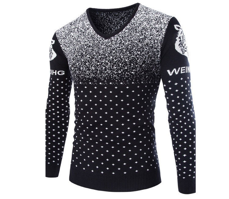 British Style 2015 New Fashion Casual Men Pullovers Sweater Male Long Sleeve Snow&Tiger Pattern Print Pullover Knit Sweaters