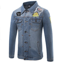 2016 New Spring Autumn Fashion Men's Denim Jacket High Quality Embroidery Brand Men Jacket Slim Fit Denim Jacket Coat  Plus Size