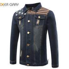 2016 New Spring Autumn Fashion Men's Denim Jacket High Quality Embroidery Brand Men Jacket Slim Fit Denim Jacket Coat  Plus Size