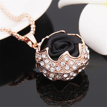 European Rose Design Pendant Necklace Fashion Crystal long Sweater chain Woman Fashion Jewelry Wholesale&Retail