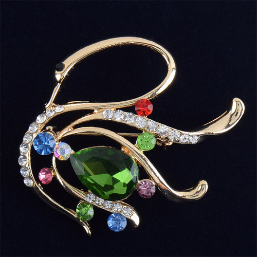 Crystal Swan Brooch