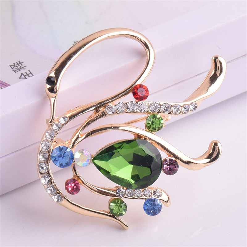 Crystal Swan Brooch