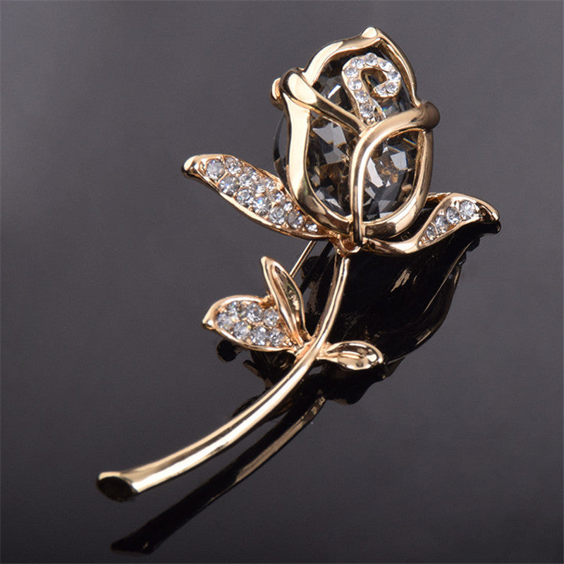 Crystal Rose Brooch