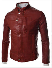 Stylish horizontal zipper short paragraph Slim leather collar casual men washed leather motorcycle