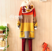 EAST KNITTING MY-042 Long Sleeve O-neck Pocket Knitted Sweaters