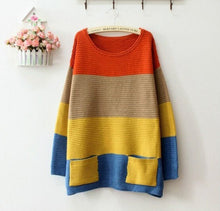 EAST KNITTING MY-042 Long Sleeve O-neck Pocket Knitted Sweaters