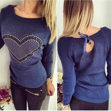 2017 Spring Fall Women Off Shoulder Knitted Sweaters Pullovers Long Sleeve Heart Pattern Casual Jumper Tops Plus Size Pull Femme